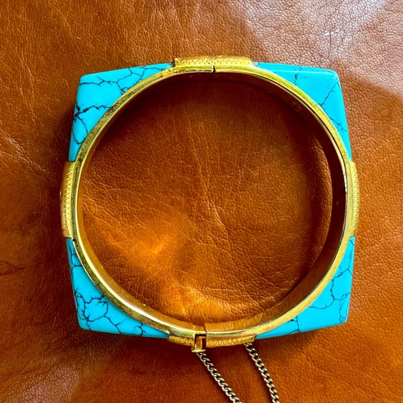 Jewelry Turquoise Gold Hinge Bangle Bracelet Poshmark